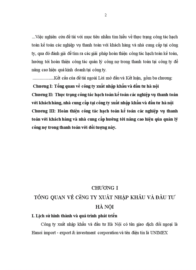image for page Hoàn thiện công tác hạch toán các nghiệp vụ thanh toán với khách hàng và nhà cung cấp hướng tới nâng cao hiệu quả công tác quản lý công nợ trong thanh toán tại công ty xuất nhập khẩu và đầu tư Hà Nội