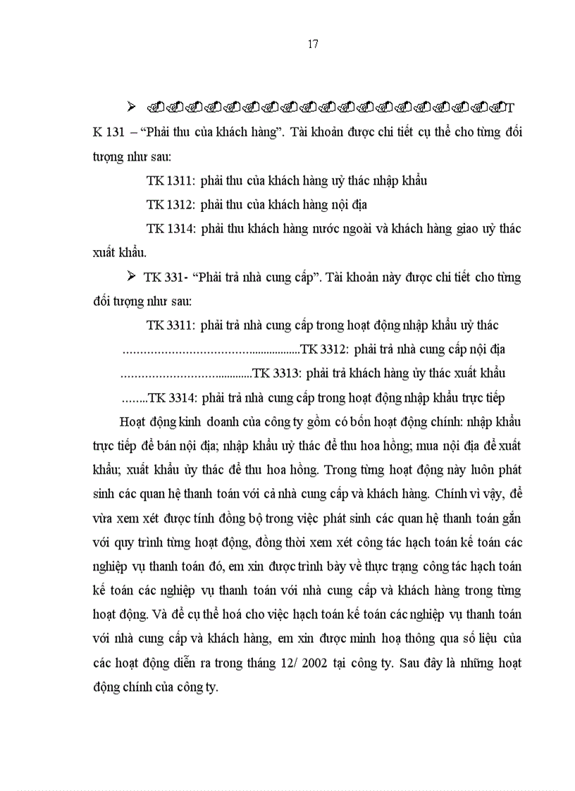 image for page Hoàn thiện công tác hạch toán các nghiệp vụ thanh toán với khách hàng và nhà cung cấp hướng tới nâng cao hiệu quả công tác quản lý công nợ trong thanh toán tại công ty xuất nhập khẩu và đầu tư Hà Nội