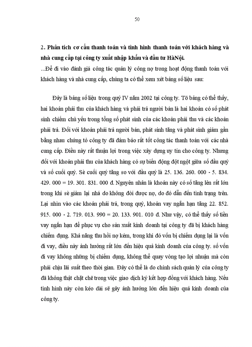 image for page Hoàn thiện công tác hạch toán các nghiệp vụ thanh toán với khách hàng và nhà cung cấp hướng tới nâng cao hiệu quả công tác quản lý công nợ trong thanh toán tại công ty xuất nhập khẩu và đầu tư Hà Nội