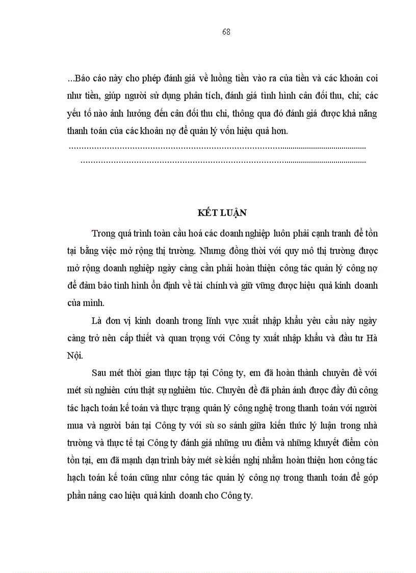 image for page Hoàn thiện công tác hạch toán các nghiệp vụ thanh toán với khách hàng và nhà cung cấp hướng tới nâng cao hiệu quả công tác quản lý công nợ trong thanh toán tại công ty xuất nhập khẩu và đầu tư Hà Nội
