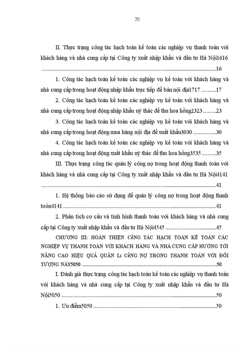 image for page Hoàn thiện công tác hạch toán các nghiệp vụ thanh toán với khách hàng và nhà cung cấp hướng tới nâng cao hiệu quả công tác quản lý công nợ trong thanh toán tại công ty xuất nhập khẩu và đầu tư Hà Nội