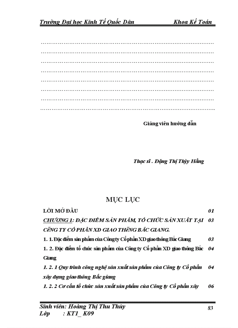 image for page Hoàn thiện kế toán chi phí sản xuất và tính giá thành sản phẩm xây lắp tại Công ty cổ phần xây dựng giao thông Bắc Giang