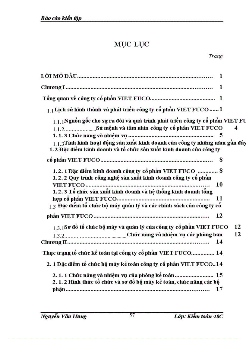 image for page Báo cáo kiến tập kế toán tại công ty cổ phần VIET FUCO