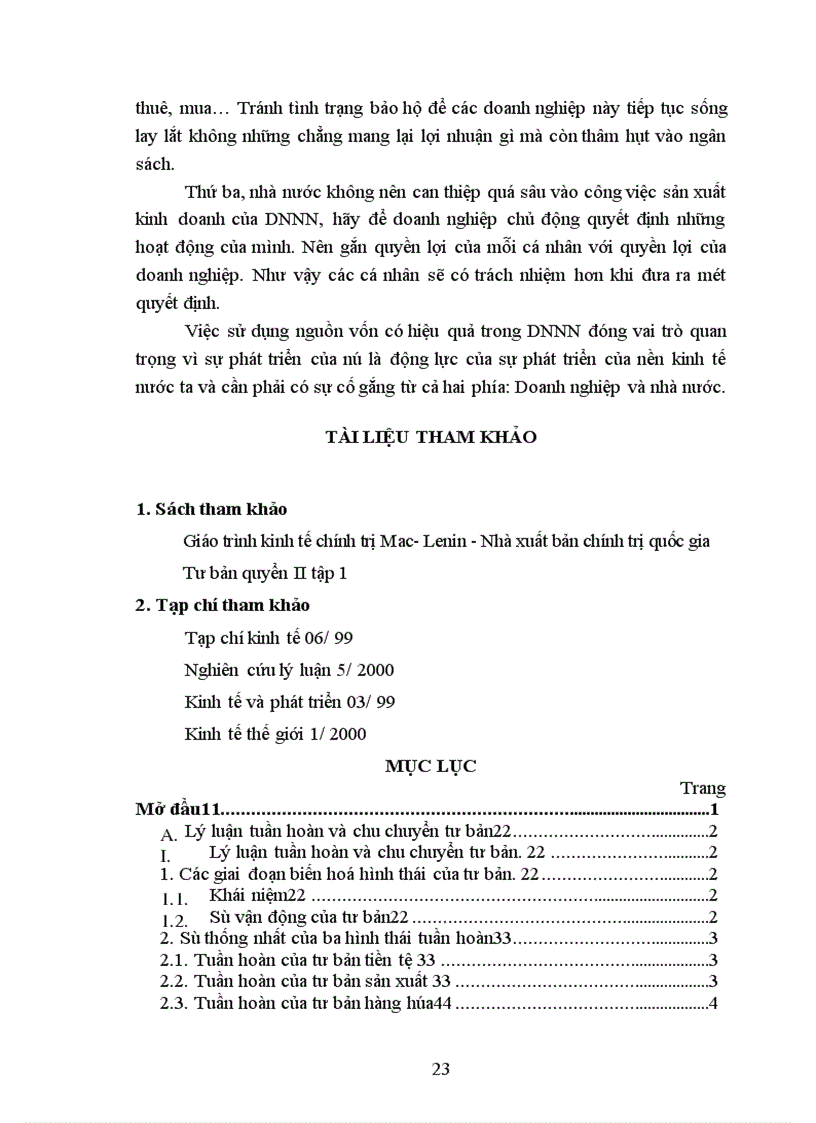 image for page Lý luận tuần hoàn và chu chuyển tư bản với việc sử dụng có hiệu quả các nguồn vốn trong doanh nghiệp của nhà nước