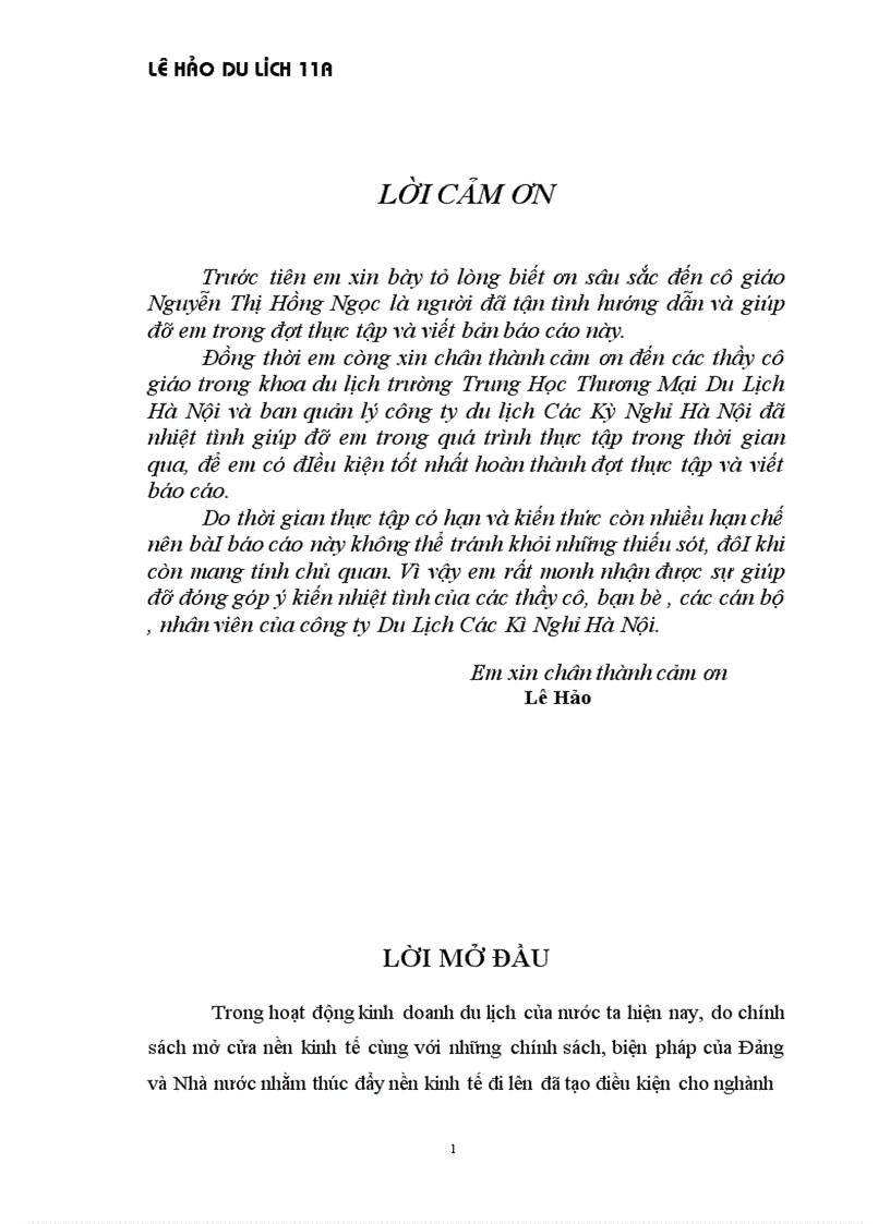 image for page Thực trạng tổ chức thực hiện các chương trình du lịch của công ty du lịch các kì nghỉ Hà Nội