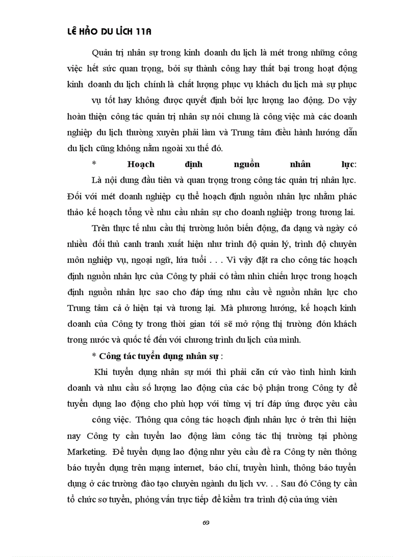 image for page Thực trạng tổ chức thực hiện các chương trình du lịch của công ty du lịch các kì nghỉ Hà Nội