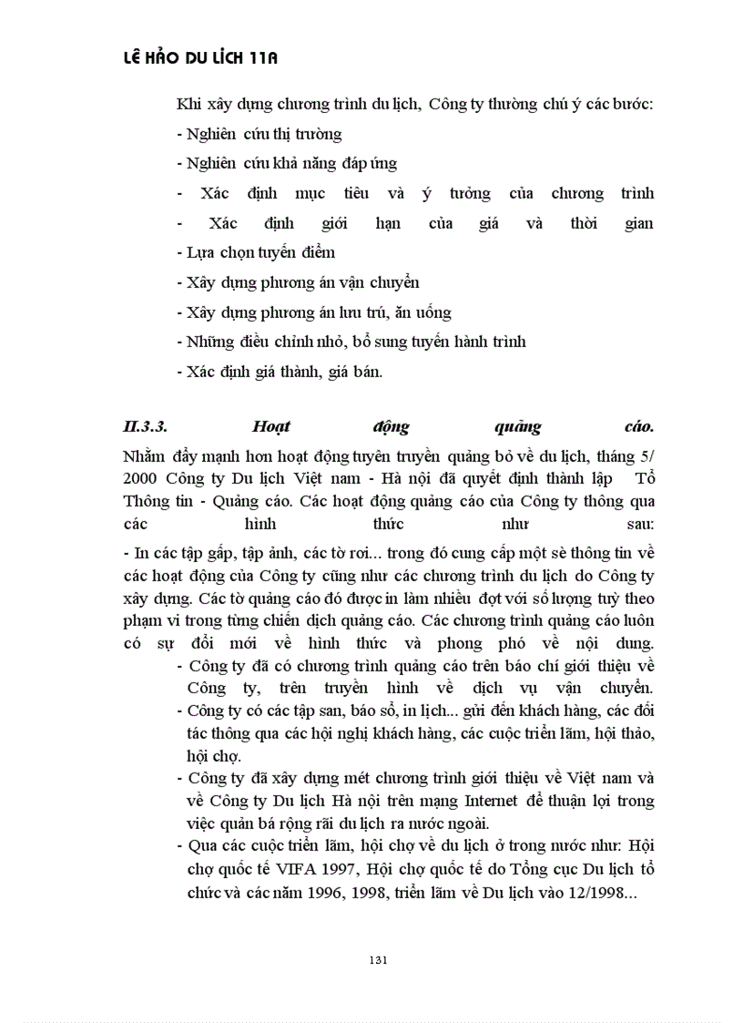 image for page Thực trạng tổ chức thực hiện các chương trình du lịch của công ty du lịch các kì nghỉ Hà Nội