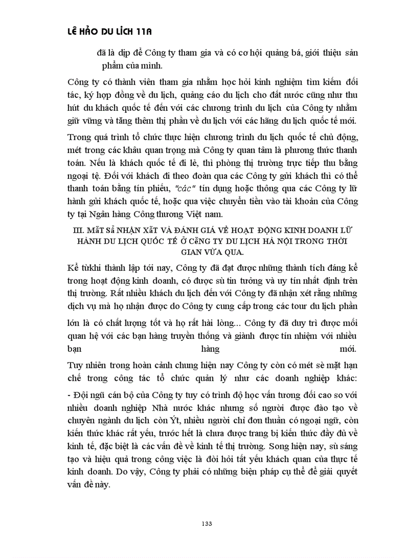 image for page Thực trạng tổ chức thực hiện các chương trình du lịch của công ty du lịch các kì nghỉ Hà Nội