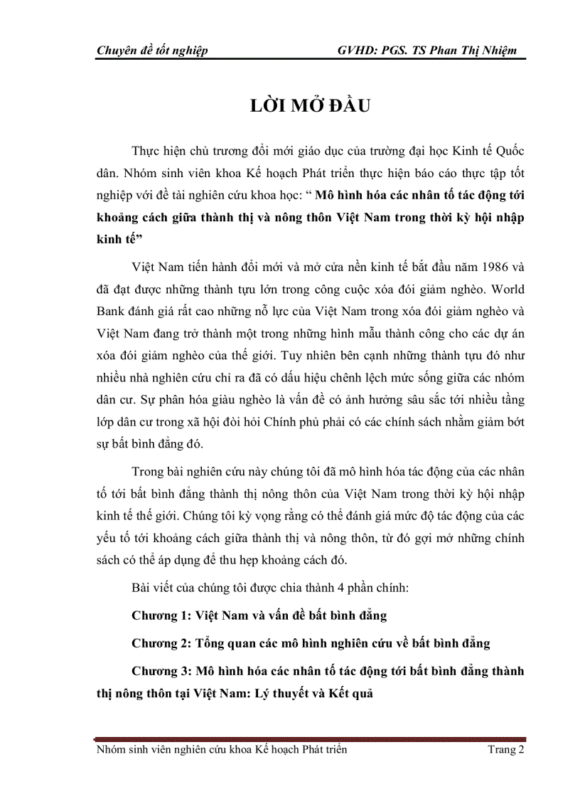 image for page Mô hình hóa các nhân tố tác động tới bất bình đẳng thành thị nông thôn tại Việt Nam: Lý thuyết và Kết quả