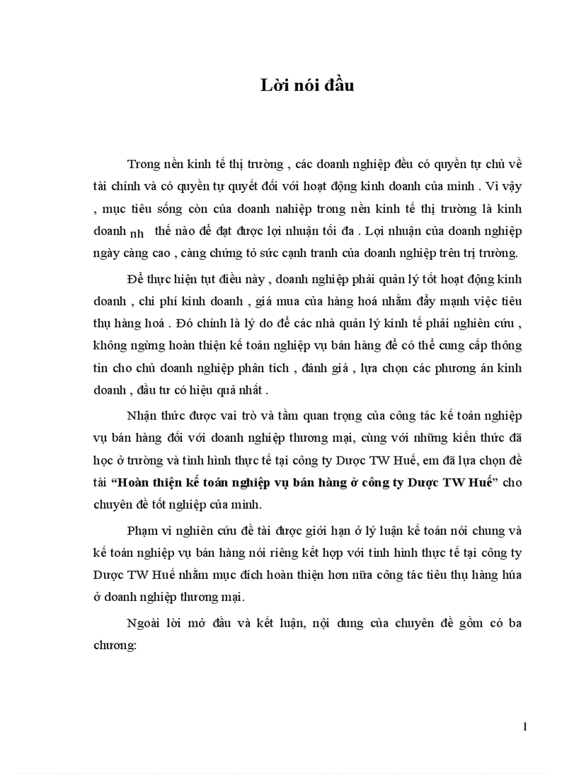 image for page Hoàn thiện kế toán nghiệp vụ bán hàng ở công ty Dược TW Huế