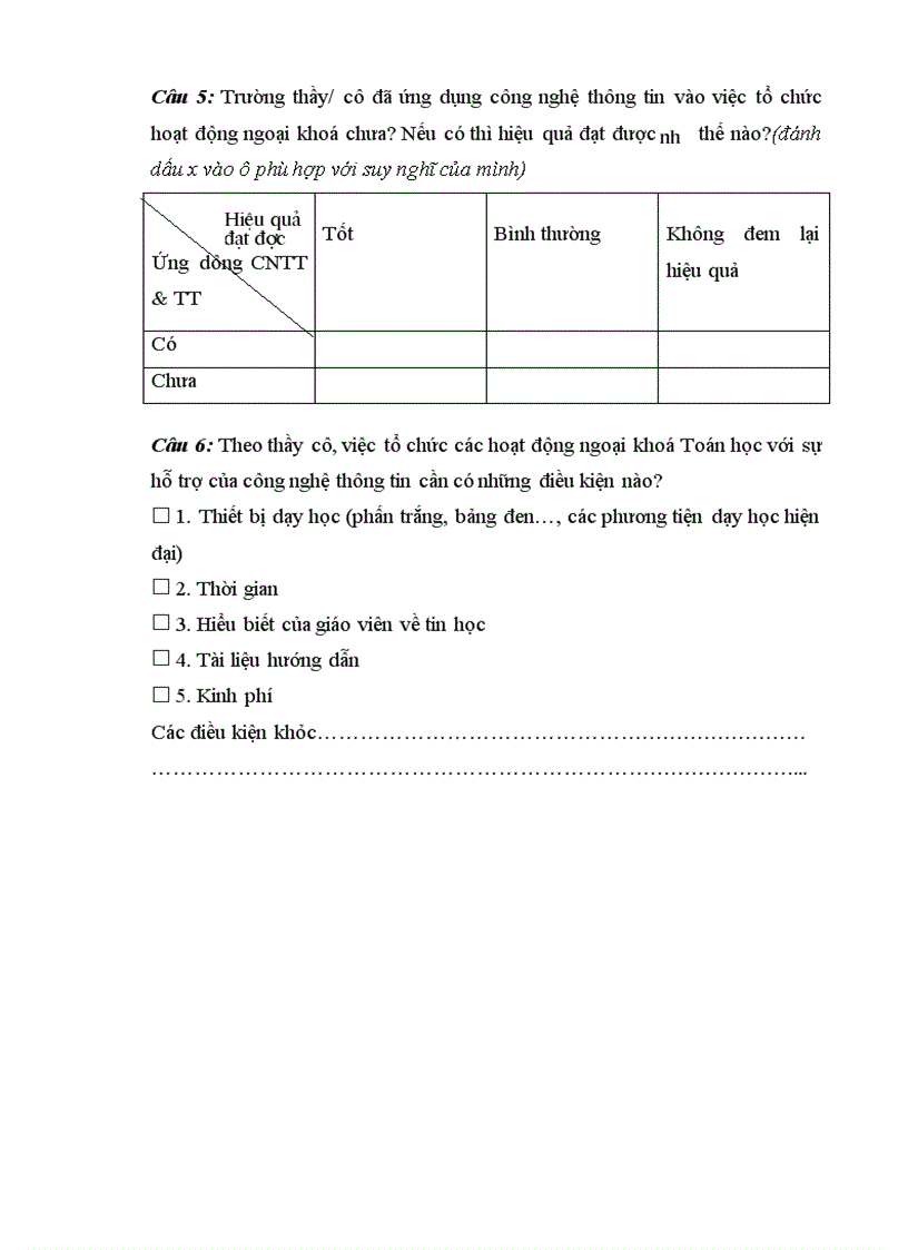 image for page Phiếu thăm dò ý kiến (dành cho giáo viên tiểu học)