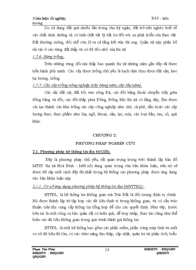 image for page Thành lập bản đồ môi trường sinh thái thị xã Hoà Bình trên cơ sở phương pháp hệ thông tin địa lý(GIS), đánh giá hiện trạng chất lượng và một số kiến nghị bảo vệ môi trường sinh thái ở thị xã đó