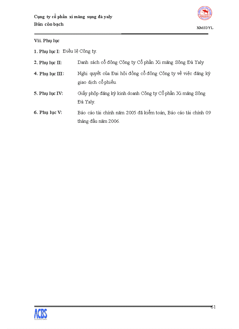 image for page Bản cáo bạch Công ty Cổ phần Xi măng Sông Đà Yaly