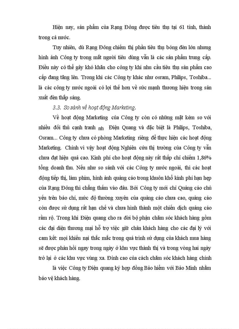 image for page Đánh giá lợi thế cạnh tranh của Sản phẩm Bóng đèn Rạng đông