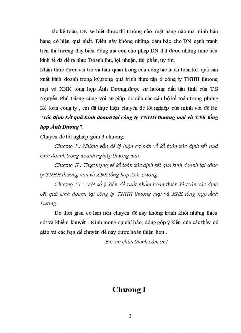 image for page Xác định kết quả kinh doanh tại công ty TNHH thương mại và XNK tổng hợp Ánh Dương