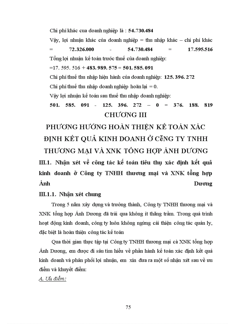 image for page Xác định kết quả kinh doanh tại công ty TNHH thương mại và XNK tổng hợp Ánh Dương