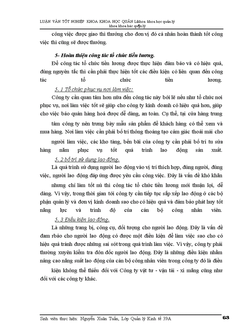 image for page Hoàn thiện công tác tổ chức tiền lương ở Công ty Vật tư - Vận tải - Xi măng