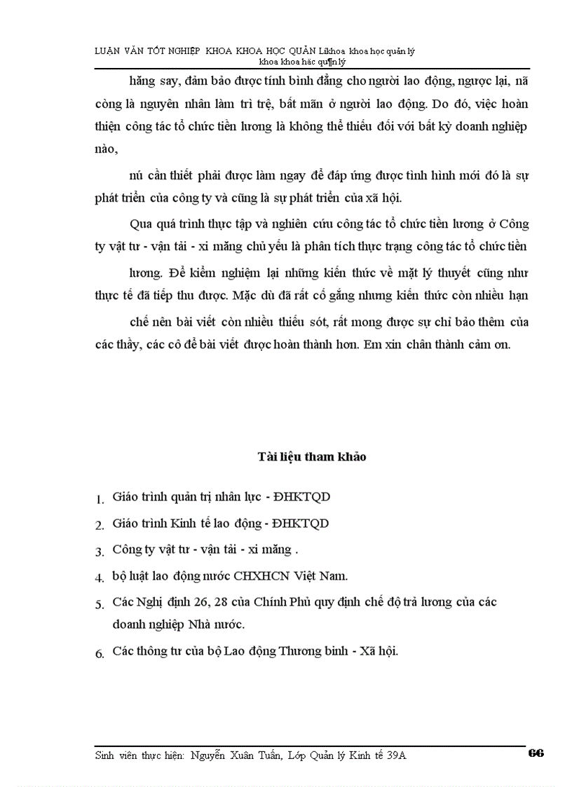 image for page Hoàn thiện công tác tổ chức tiền lương ở Công ty Vật tư - Vận tải - Xi măng