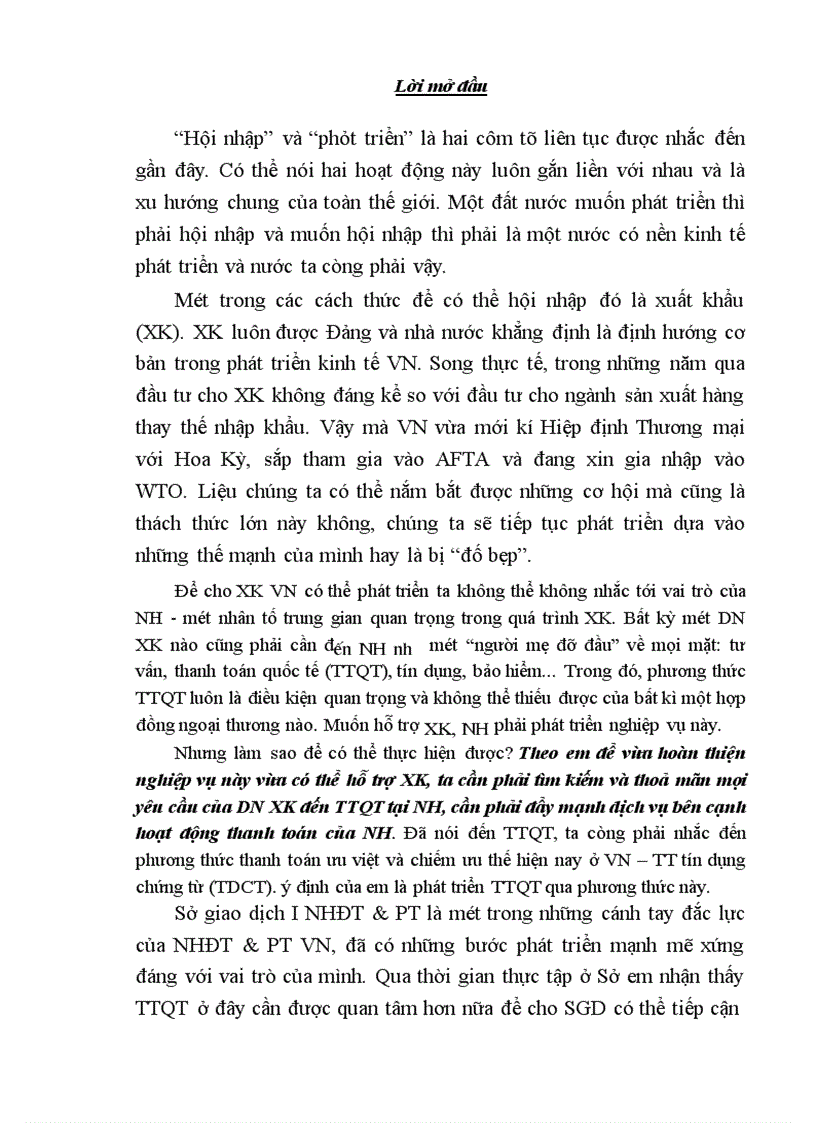 image for page Hỗ trợ XK trong khuôn khổ thanh toán tín dụng chứng từ ở Sở giao dịch I NHĐT&PT VN