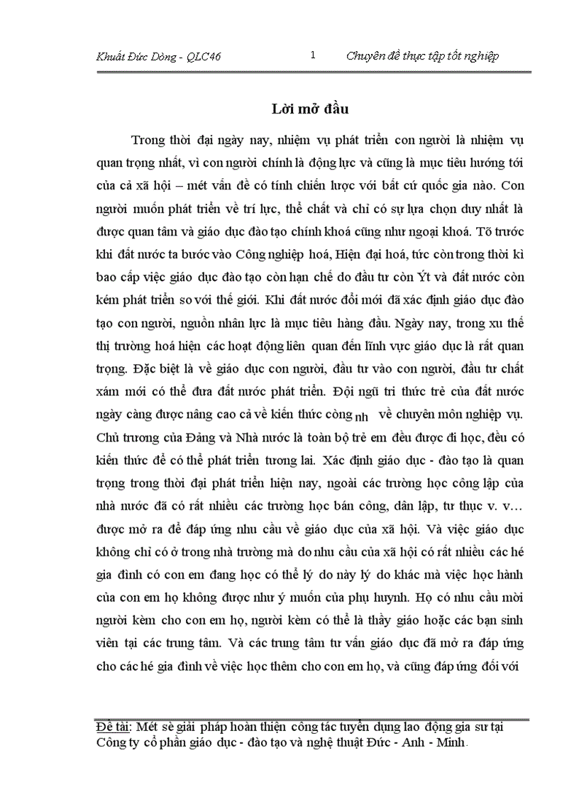 image for page Một số giải pháp hoàn thiện công tác tuyển dụng lao động gia sư tại Công ty cổ phần giáo dục đào tạo và nghệ thuât Đức - Anh - Minh