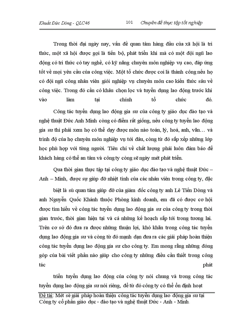image for page Một số giải pháp hoàn thiện công tác tuyển dụng lao động gia sư tại Công ty cổ phần giáo dục đào tạo và nghệ thuât Đức - Anh - Minh