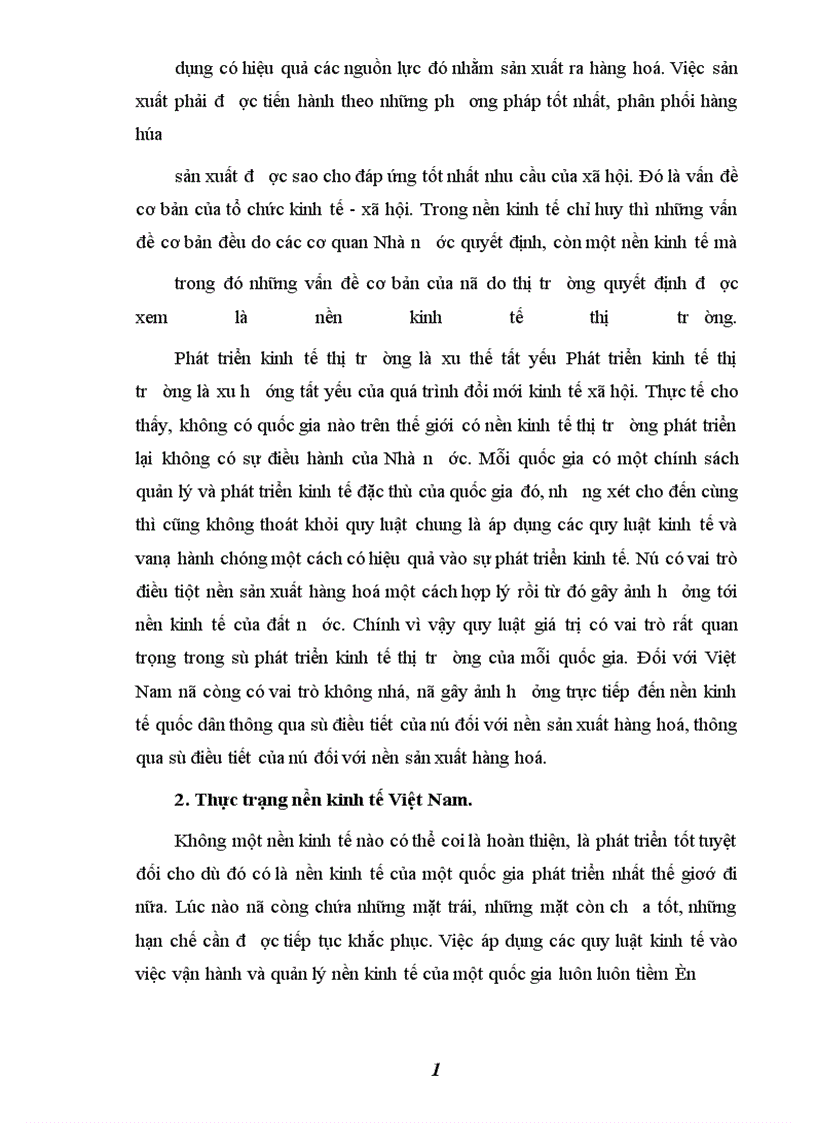 image for page Thực trạng nền kinh tế ở Việt Nam và tác động cơ bản của quy luật giá trị đối với nền kinh tế thị trường.
