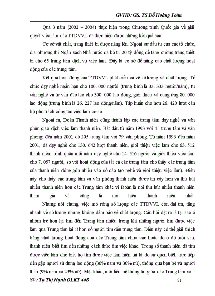 image for page Thực trạng và các giải pháp giải quyết việc làm cho thanh niên nước ta giai đoạn 2006 - 2010