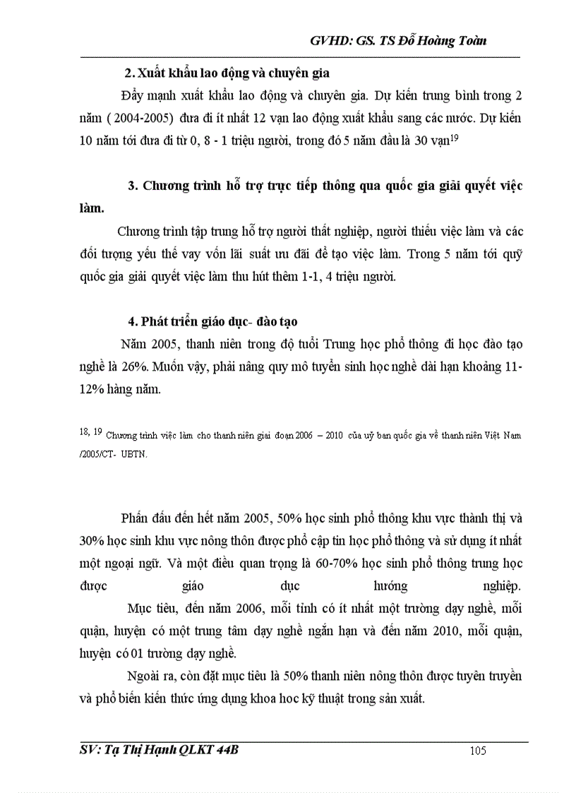 image for page Thực trạng và các giải pháp giải quyết việc làm cho thanh niên nước ta giai đoạn 2006 - 2010