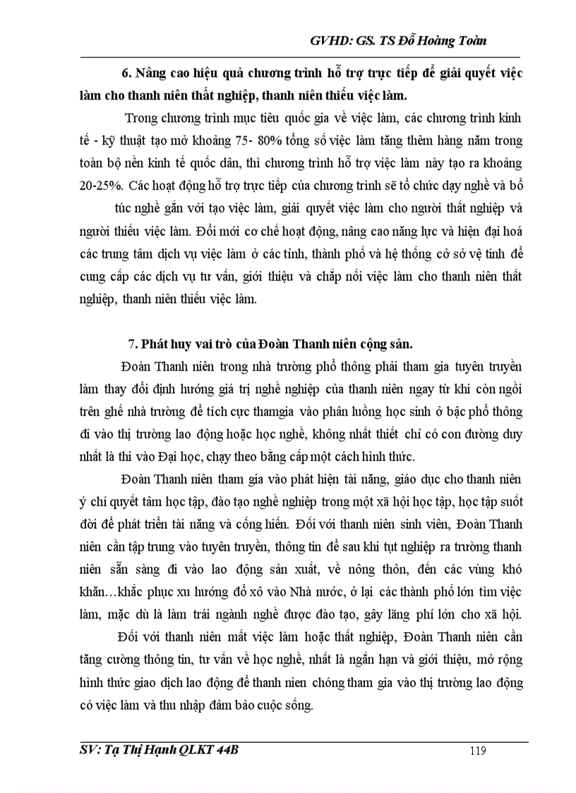 image for page Thực trạng và các giải pháp giải quyết việc làm cho thanh niên nước ta giai đoạn 2006 - 2010