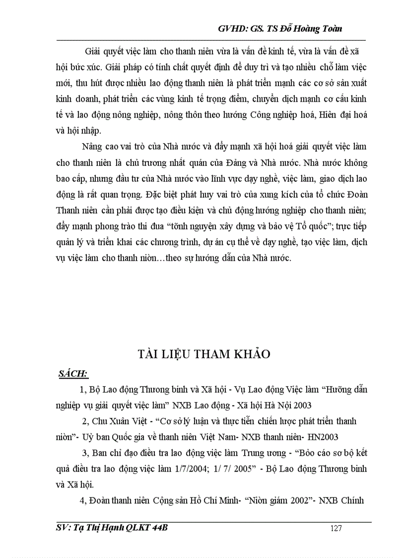 image for page Thực trạng và các giải pháp giải quyết việc làm cho thanh niên nước ta giai đoạn 2006 - 2010