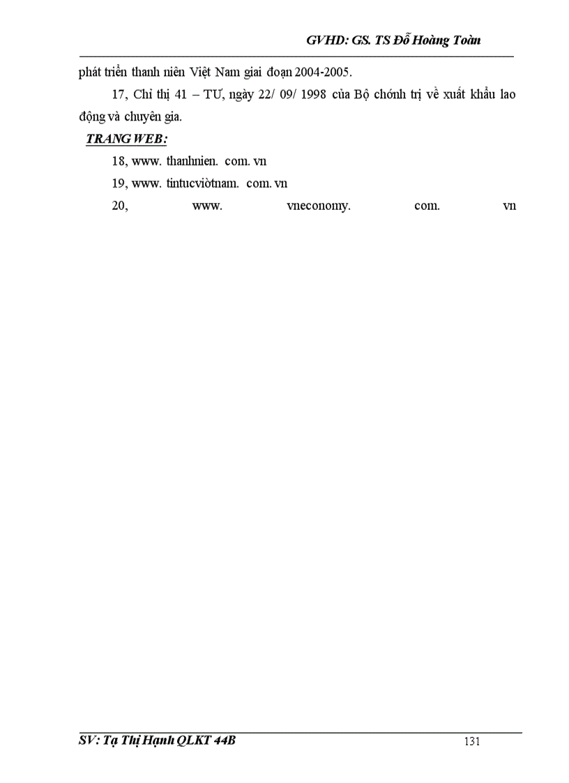 image for page Thực trạng và các giải pháp giải quyết việc làm cho thanh niên nước ta giai đoạn 2006 - 2010