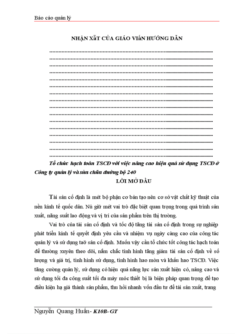 image for page Tổ chức hạch toán TSCĐ với việc nâng cao hiệu quả sử dụng TSCĐ ở Công ty quản lý và sửa chữa đường bộ 240