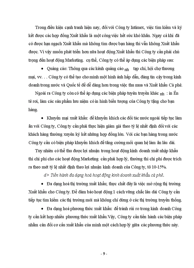 image for page Một số giải pháp nâng cao hiệu quả Xuất khẩu Cà phê của Công ty Intimex