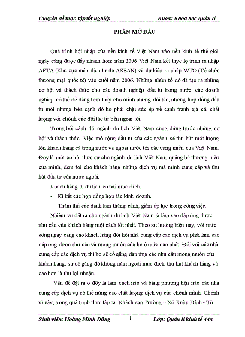 image for page Nâng cao chất lượng dịch vụ tại Khách sạn Trường