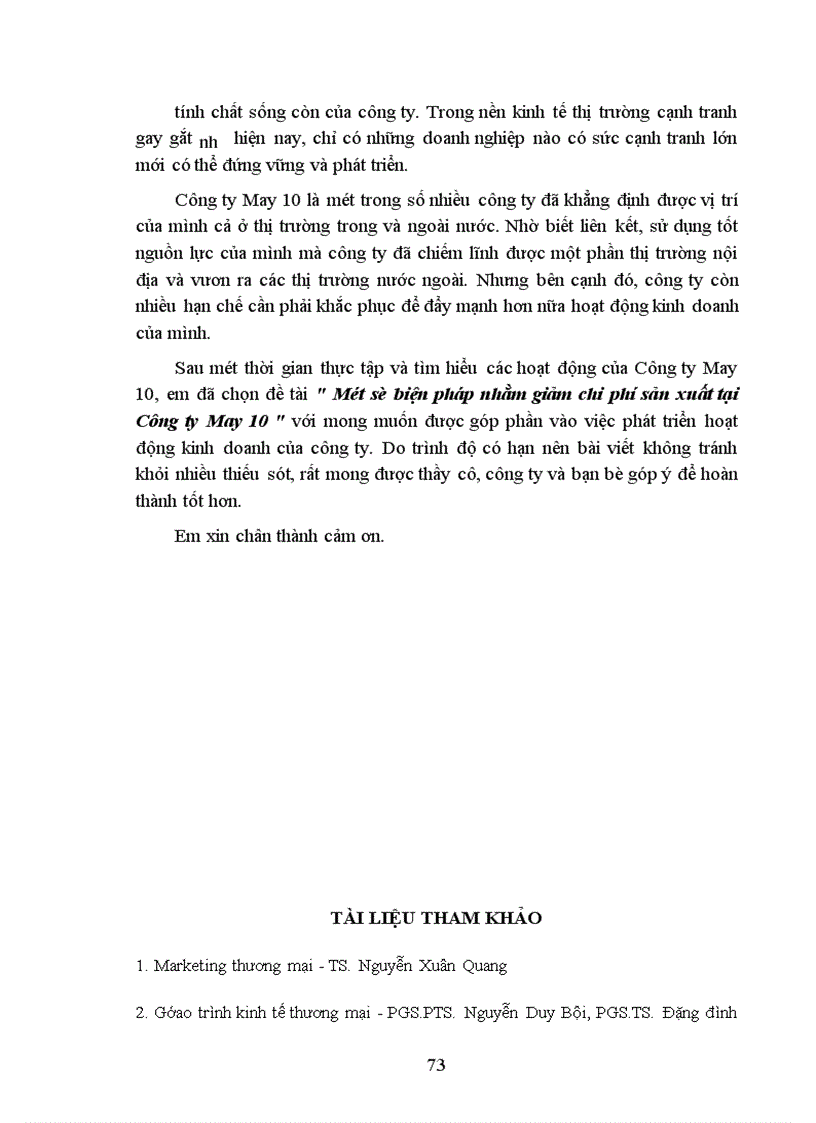 image for page Một số biện pháp nhằm giảm chi phí sản xuất tại Công ty may 10