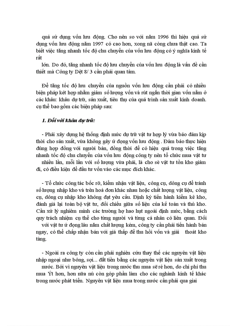 image for page Tổ chức công tác hạch toán vật liệu và công cụ, dụng cụ với việc nâng cao hiệu quả sử dụng vốn lưu động tại Công ty Dệt 8/3