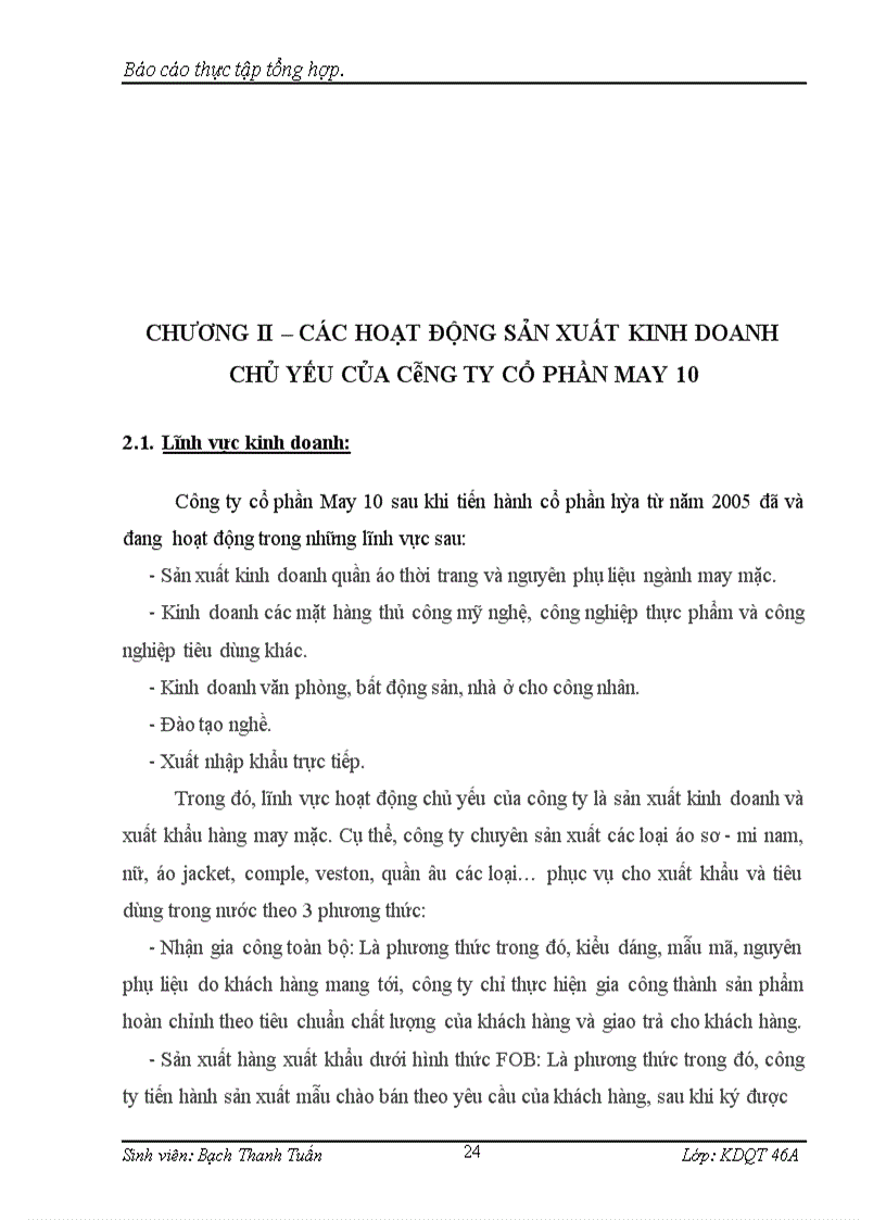 image for page Các hoạt động sản xuất kinh doanh chủ yếu của công ty cổ phần May 10