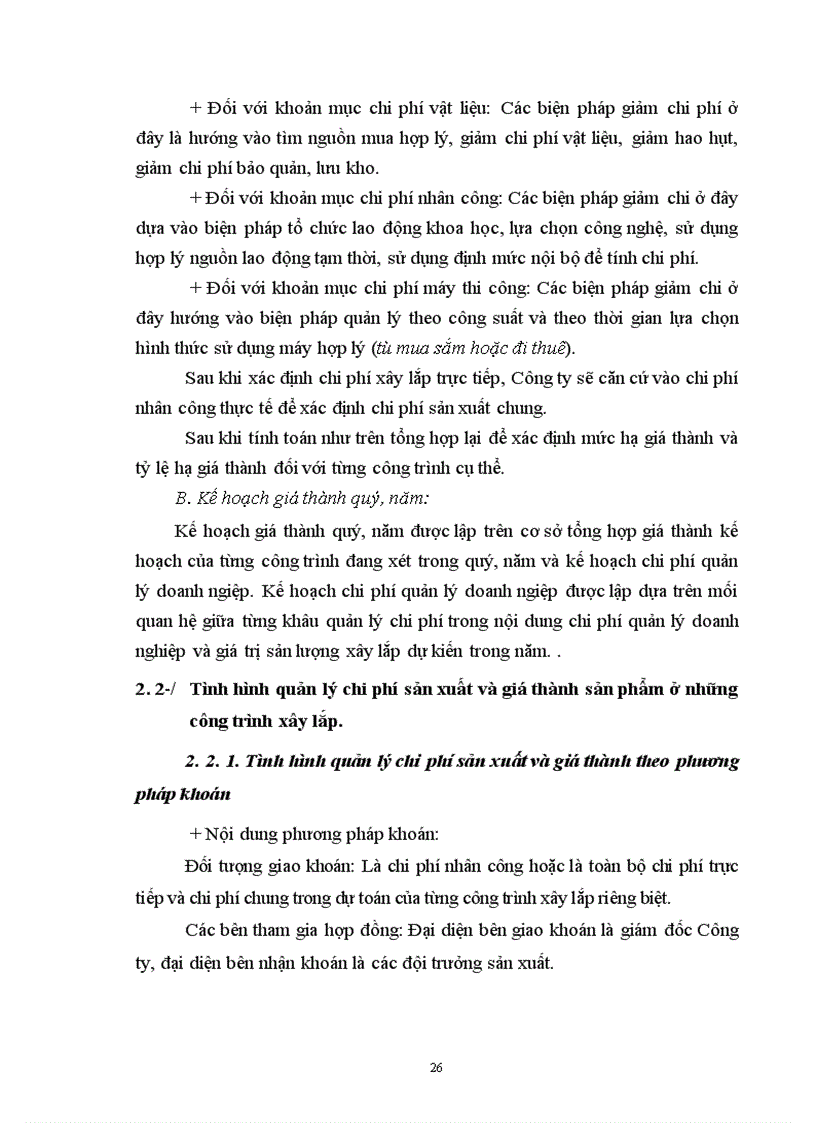 image for page Những phương hướng và biện pháp quản lý chi phí sản xuất và giá thành sản phẩm xây lắp ở Công ty cơ khí, xây dựng và lắp máy điện nước