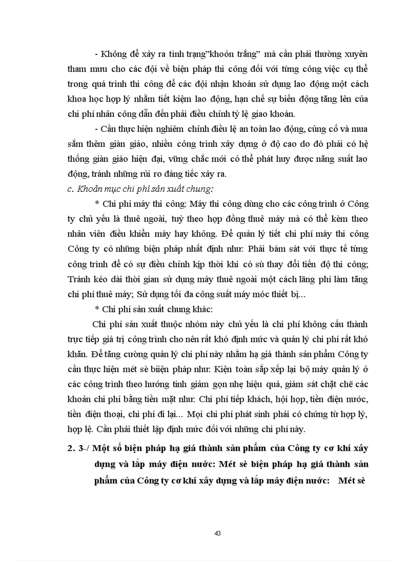image for page Những phương hướng và biện pháp quản lý chi phí sản xuất và giá thành sản phẩm xây lắp ở Công ty cơ khí, xây dựng và lắp máy điện nước
