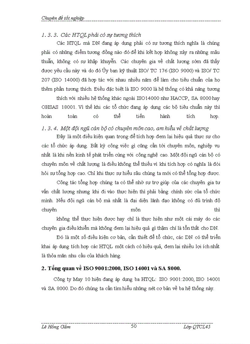 image for page Giải pháp tích hợp các HTQL: chất lượng, môi trường và trách nhiệm xã hội theo tiêu chuẩn ISO 9000, ISO 14000 và SA 8000 tại công ty CP May 10