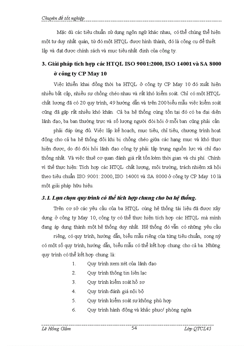 image for page Giải pháp tích hợp các HTQL: chất lượng, môi trường và trách nhiệm xã hội theo tiêu chuẩn ISO 9000, ISO 14000 và SA 8000 tại công ty CP May 10