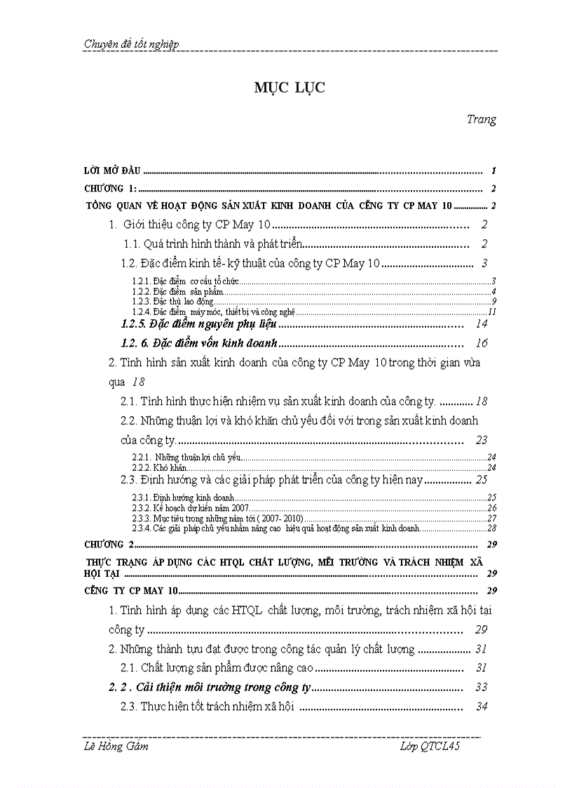 image for page Giải pháp tích hợp các HTQL: chất lượng, môi trường và trách nhiệm xã hội theo tiêu chuẩn ISO 9000, ISO 14000 và SA 8000 tại công ty CP May 10