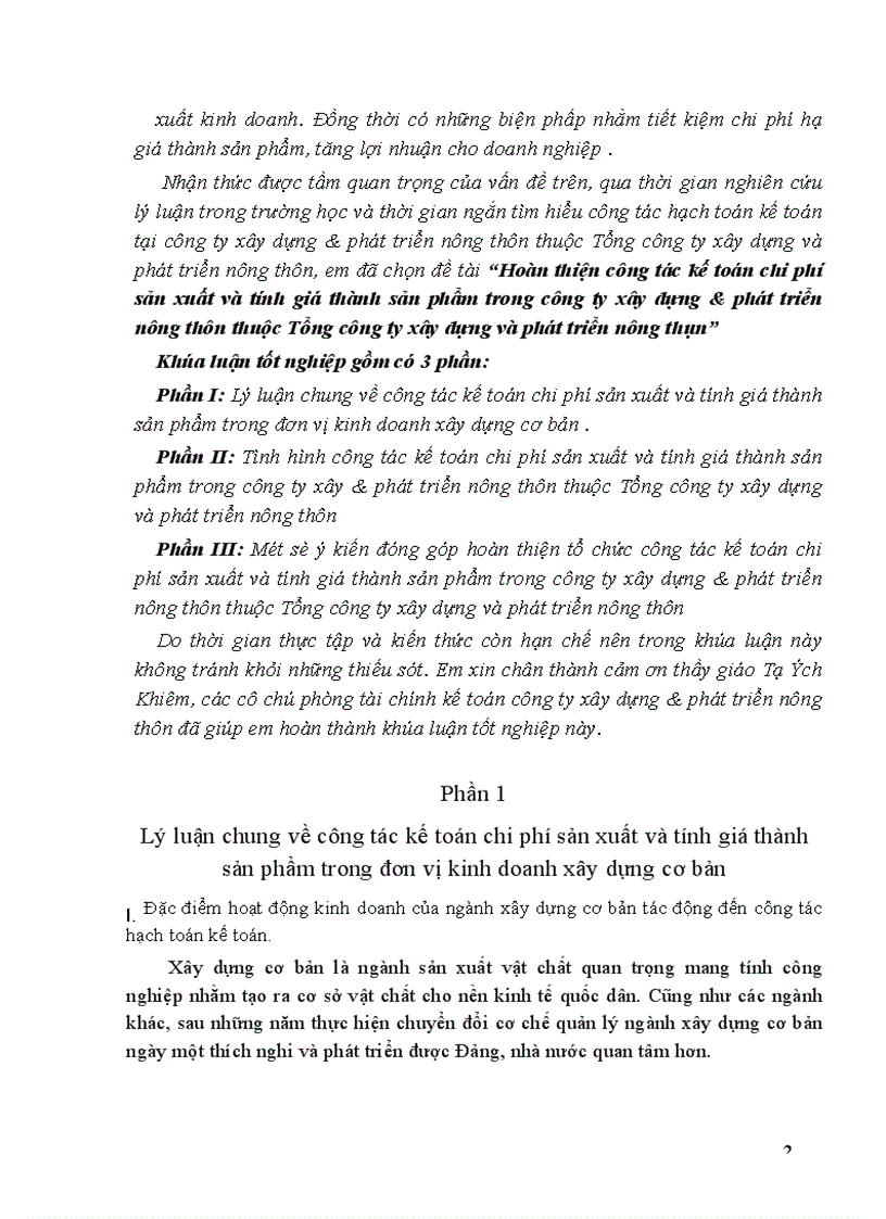 image for page Hoàn thiện công tác kế toán chi phí sản xuất và tính giá thành sản phẩm trong công ty xây dựng & phát triển nông thôn thuộc Tổng công ty xây dựng và phát triển nông thôn