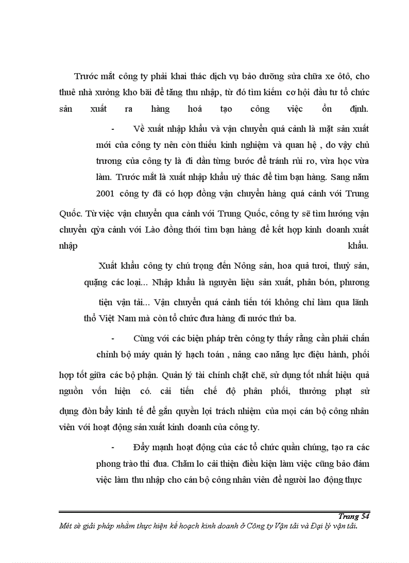 image for page Một số giải pháp cơ bản nhằm thực hiện kế hoạch kinh doanh ở Công ty Vận tải và Đại lý vận tải
