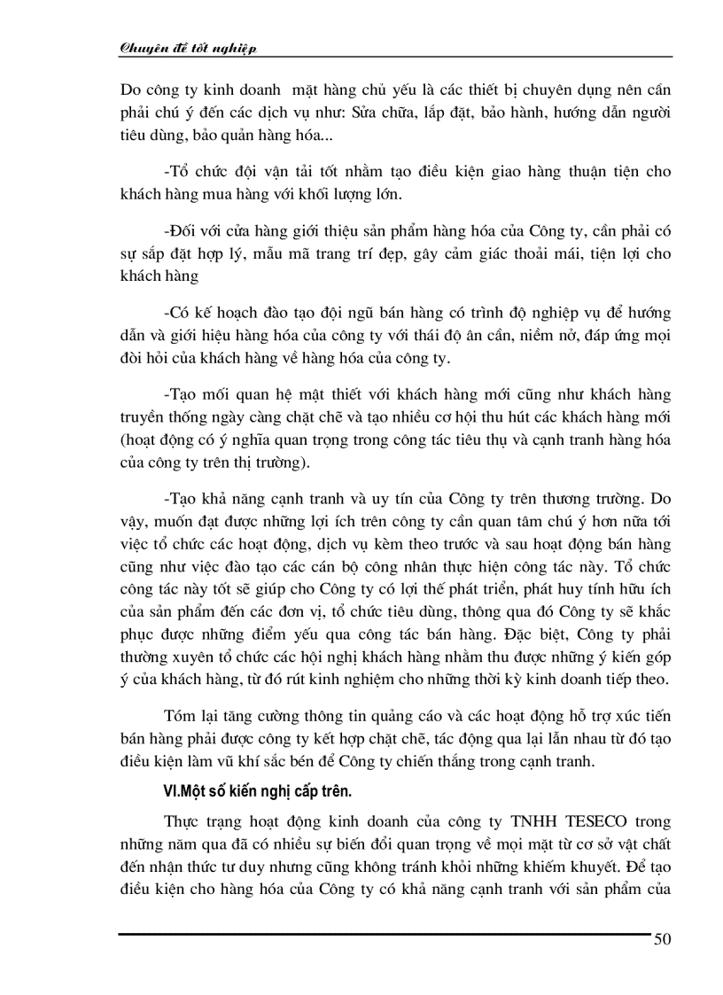 image for page Những biện pháp cơ bản góp phần duy trì và mở rộng thị trường tiêu thụ sản phẩm ở Công ty TNHH TESECO