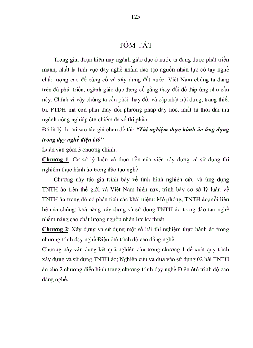 image for page Đề tài nghiên cứu về TNTH ảo cho dạy học nghề , trên cơ sở đó xây dựng và sử dụng một số bài TNTH ảo cho chương trình dạy nghề Điện ôtô tại trường cao đẳng nghề công nghiệp Việt Nam- Hàn Quốc tại Nghệ An IV