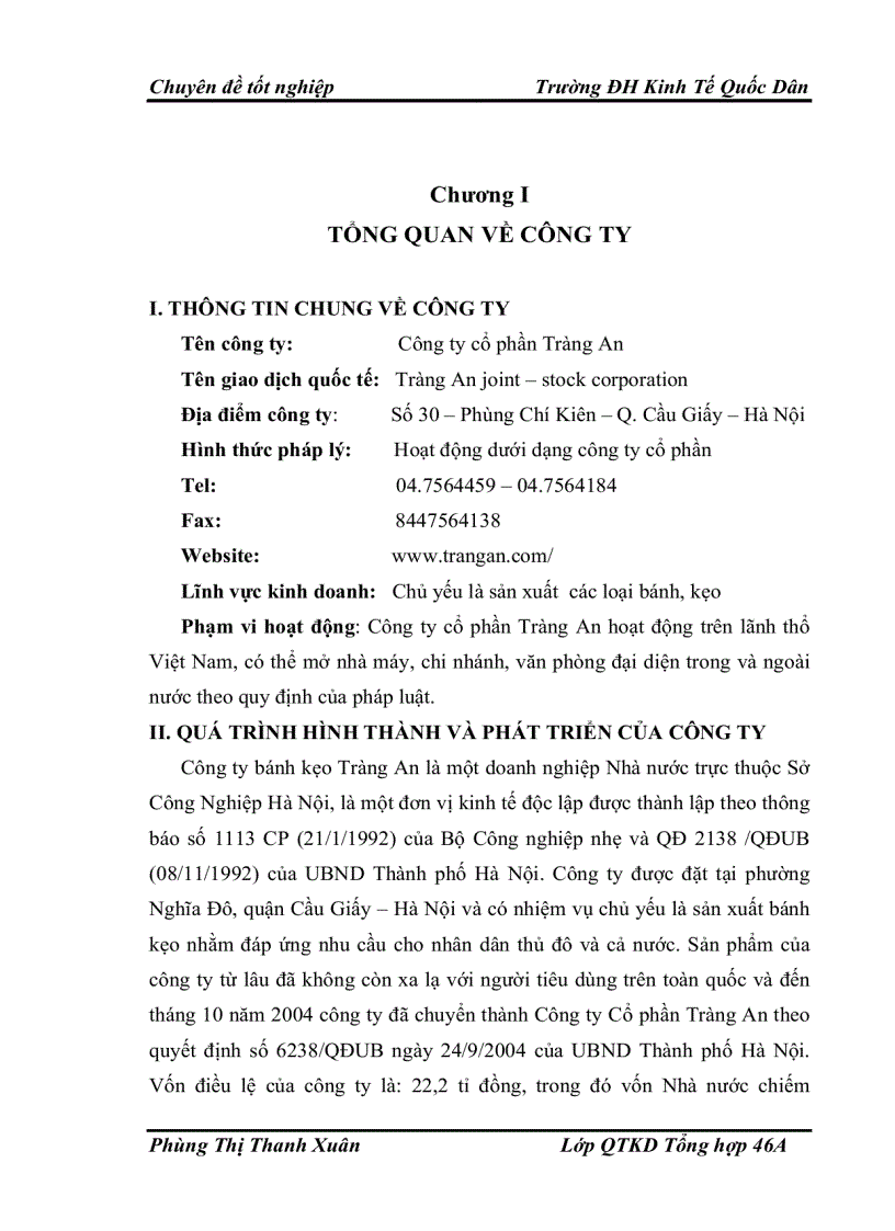 image for page Xây dựng, tổ chức thực hiện kế hoạch và chương trình sản xuất của Công ty Cổ phần Tràng An