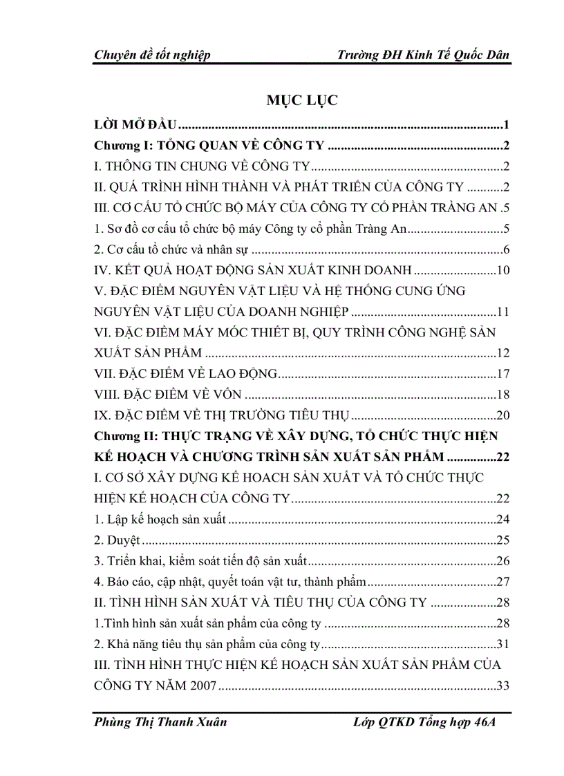 image for page Xây dựng, tổ chức thực hiện kế hoạch và chương trình sản xuất của Công ty Cổ phần Tràng An