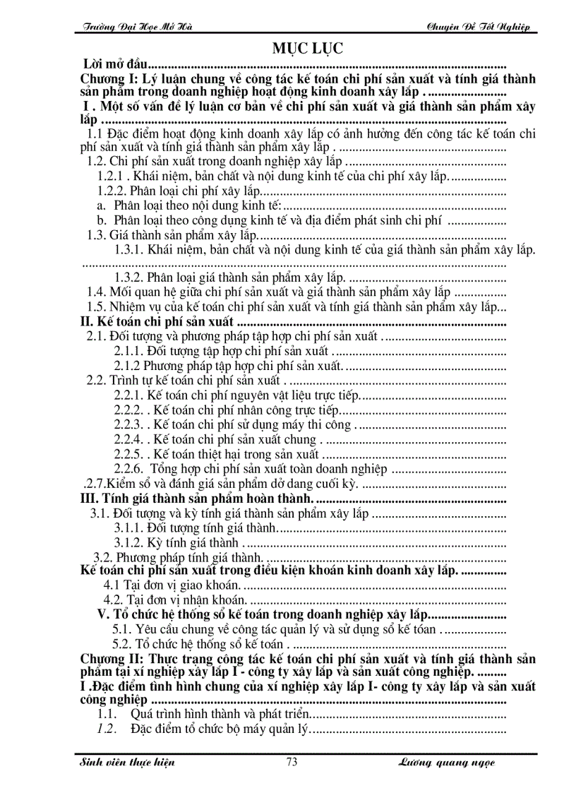 image for page Hoàn thiện công tác kế toán chi phí sản xuất và tính giá thành sản phẩm tại xí nghiệp xây lắp I- công ty xây lắp và sản xuất công nghiệp