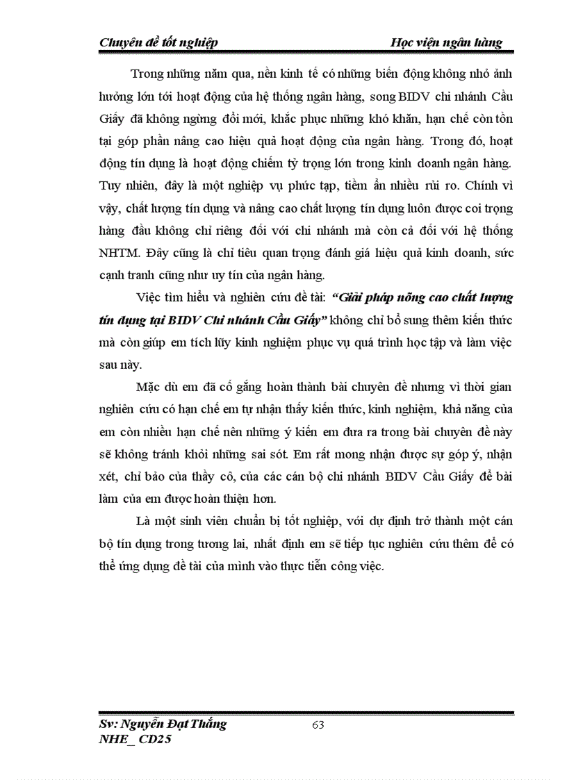 image for page Giải pháp nâng cao chất lượng hoạt động tín dụng tại Chi nhánh BIDV Chi nhánh Cầu Giấy